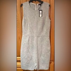 Kenneth Cole Grey Sleeveless‎ Cinched Waist Asymmetrical Front Slit Dress Size 8
